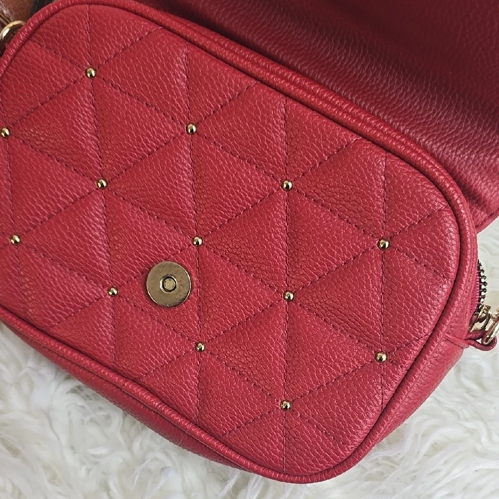Kate Spade Red Quilted Crossbody Bag with Gold Details